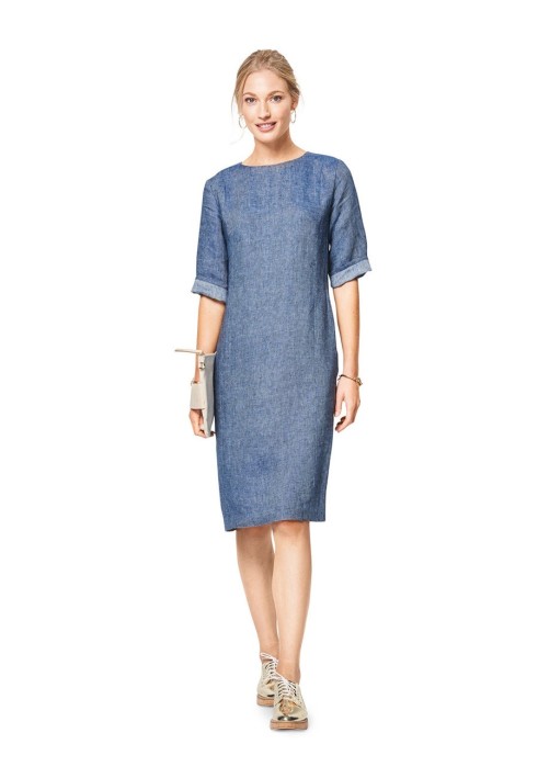 Pattern Linen sheath dress with 3/4 sleeves (Burda 1/2018, pattern number 6418 B)