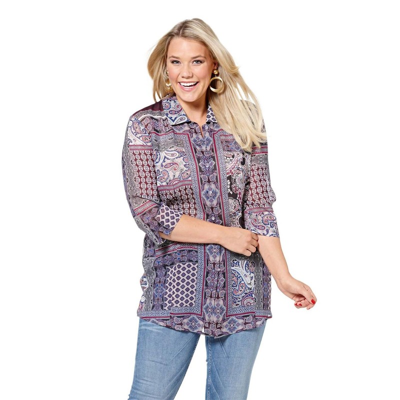 Pattern Blouse-shirt with...