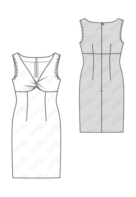 Pattern Sheath dress with drape on the bodice (Burda 1/2017, pattern number 6530 A)