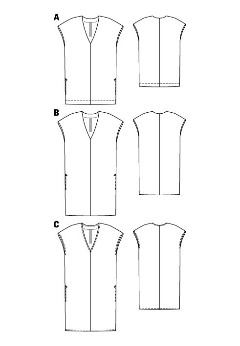 Pattern Dress straight cut with V-neck (Burda 5/2012, pattern number 101 C)