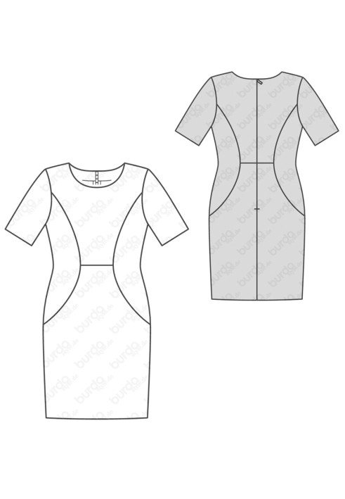 Pattern Sheath dress with embossed details (Burda 2/2016, pattern number 6605 B)