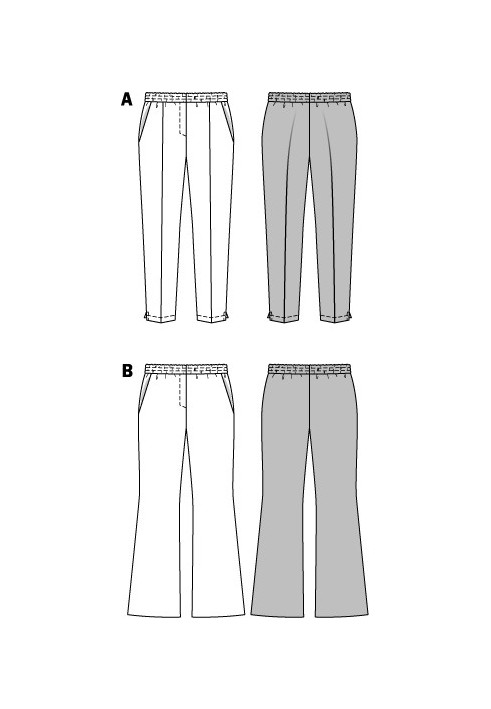 Выкройка Брюки на эластичном поясе со складками-стрелками (Burda 2/2014, № выкройки 6859 A)