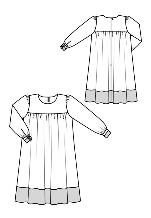 Pattern Dress with a lush cut on a yoke (Burda 10/2019, pattern number 131 B)