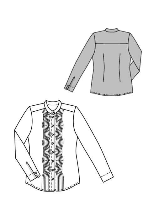 Выкройка Блуза-рубашка с фигурными защипами (Burda 2/2016, № выкройки 6578 B)