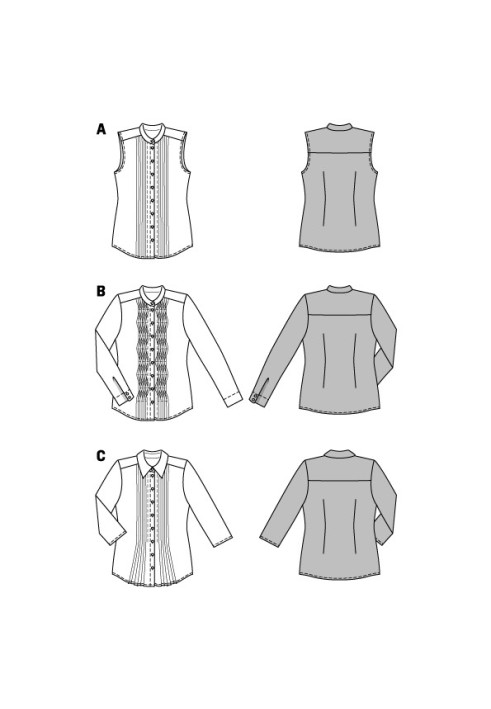 Выкройка Блуза-рубашка с фигурными защипами (Burda 2/2016, № выкройки 6578 B)