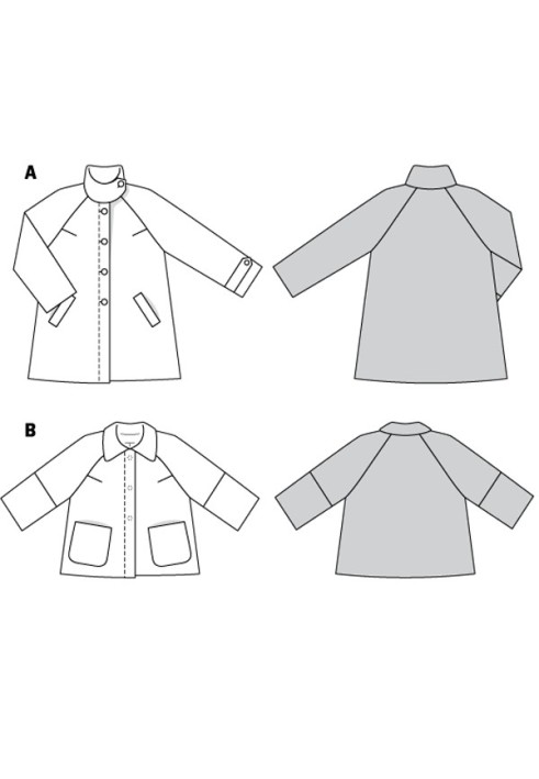 Pattern A-line jacket with turn-down collar (Burda 2/2018, pattern number 6372 B)