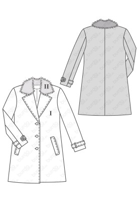 Pattern Single-breasted half coat with fur collar (Burda 2/2017, pattern number 6462 B)