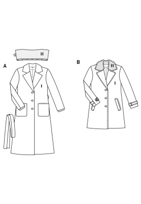 Pattern Single-breasted half coat with fur collar (Burda 2/2017, pattern number 6462 B)