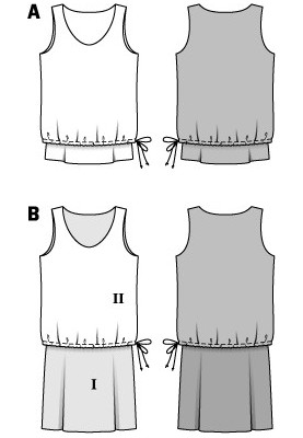 Выкройка Топ свободного кроя на кулиске (Burda 1/2014, № выкройки 6913 A)