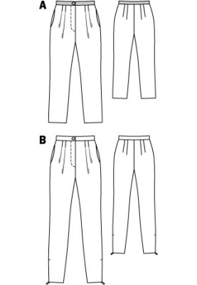 Выкройка Брюки узкого кроя со складками у талии (Burda 2/2012, № выкройки 103 A)