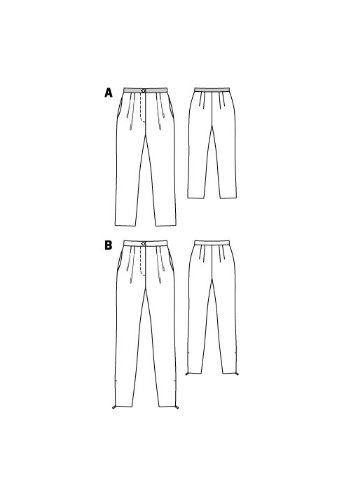 Выкройка Брюки узкого кроя со складками у талии (Burda 2/2012, № выкройки 103 A)