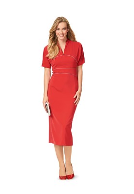 Pattern Dress with bat sleeves and stand-up collar (Burda 2/2016, pattern no. 6564 B)