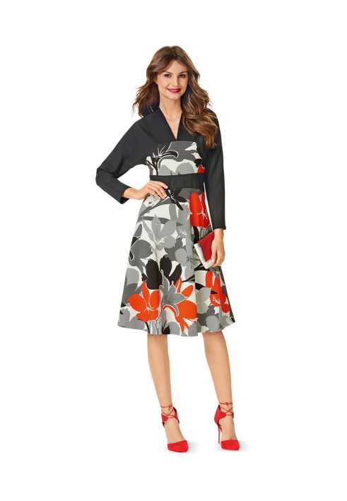 Pattern Dress with bat sleeves and stand-up collar (Burda 2/2016, pattern no. 6564 B)