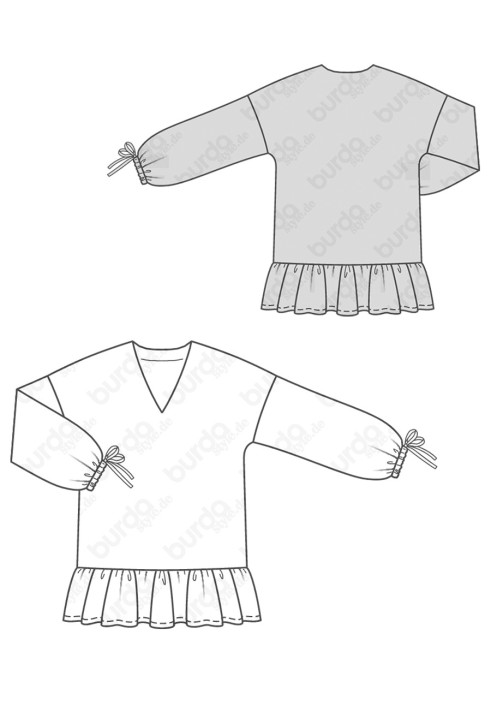 Pattern Tunic of a loose cut with a wide frill (Burda 2/2019, pattern number 6266 B)