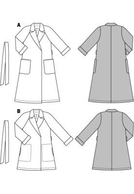 Pattern Cloak coat with raglan sleeves and belt (Burda 1/2014, pattern number 6900 B)