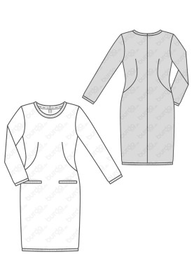 Pattern Knitted dress with oblique folds (Burda 2/2016, pattern number 6604 A)