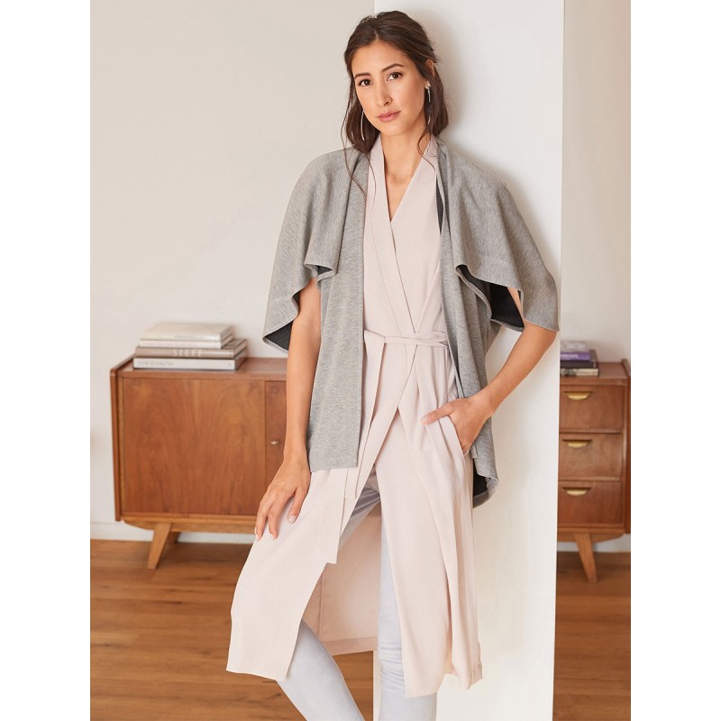 Pattern Cardigan with solid...