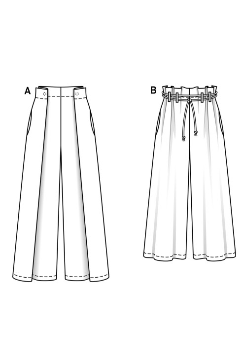 Выкройка Брюки марлен с оригинальными складками (Burda 1/2017, № выкройки 6544 A)