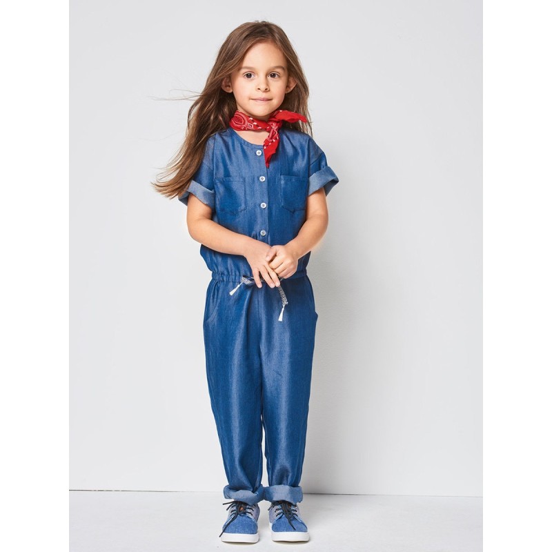 Pattern Denim overalls with...