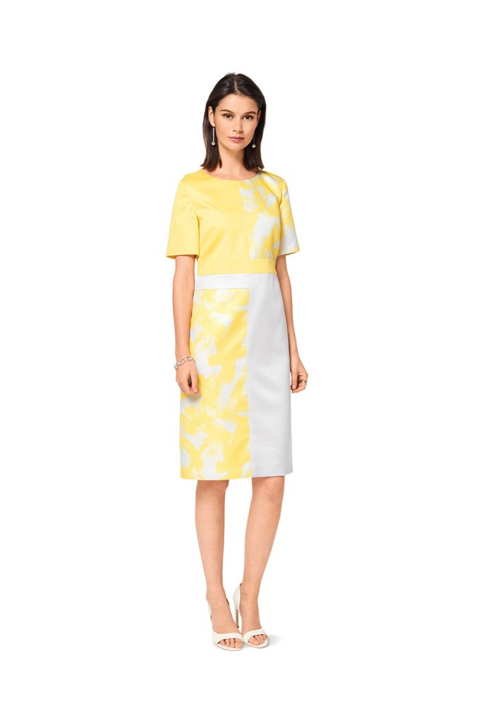 Pattern Color Block Short Sleeve Sheath Dress (Burda 1/2017, Pattern No. 6499 A)