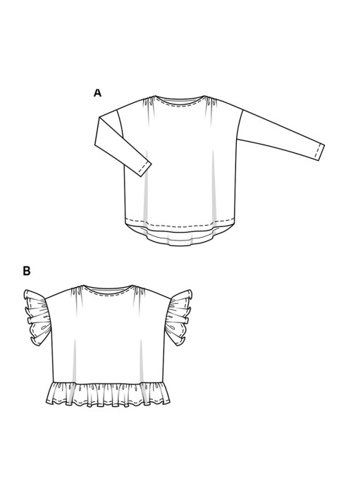 Pattern Oversize pullover with assemblies on the shoulders (Burda 2/2019, pattern number 6280 A)