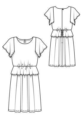 Pattern Lace dress with winged sleeves (Burda 4/2018, pattern number 107)