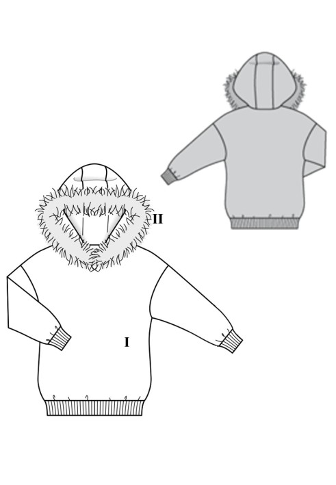 Pattern Hooded pullover with fur trim (Burda 2/2018, pattern no. 6356 A)