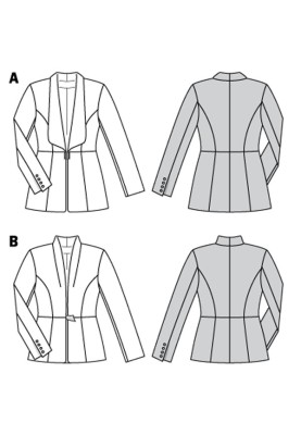 Pattern Jacket of a fitted silhouette with a shawl collar (Burda 2/2018, pattern number 6376 A)