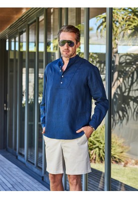 Pattern Linen shirt with plastron and stand-up collar (Burda 7/2019, pattern number 128)