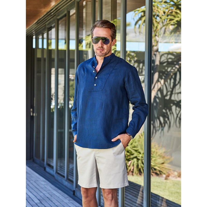 Pattern Linen shirt with...