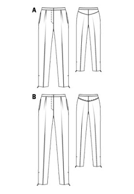 Pattern Pants of a tapered cut made of linen crepe (Burda 1/2011, pattern number 115 A)