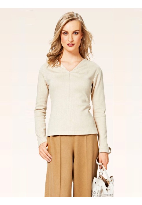 Pattern Long pullover with a V-neck (Burda 2/2015, pattern number 6696 C)