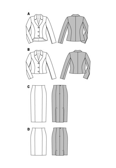 Pattern Jacket of a fitted silhouette with an elongated back (Burda 2/2016, pattern number 6582 A)