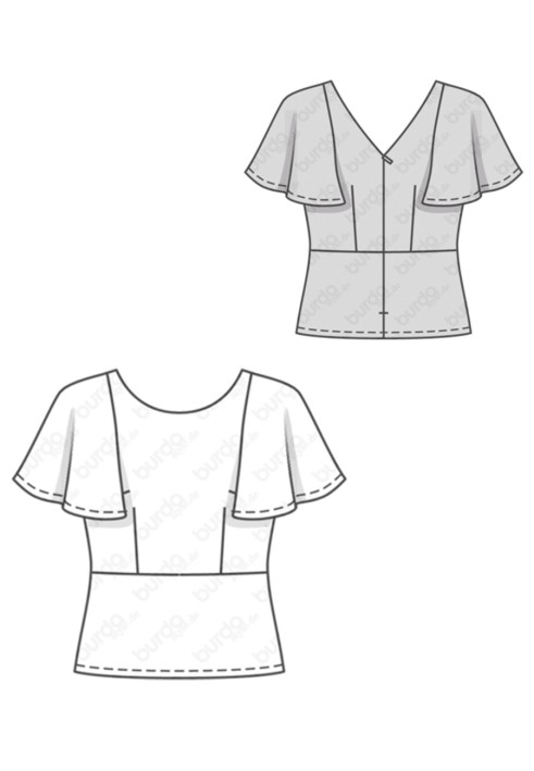 Pattern Blouse with basque and winged sleeves (Burda 1/2018, pattern number 6429 A)