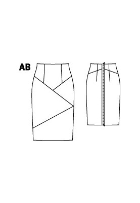 Pattern Pencil skirt with patch zipper (Burda 2/2012, pattern number 121 B)