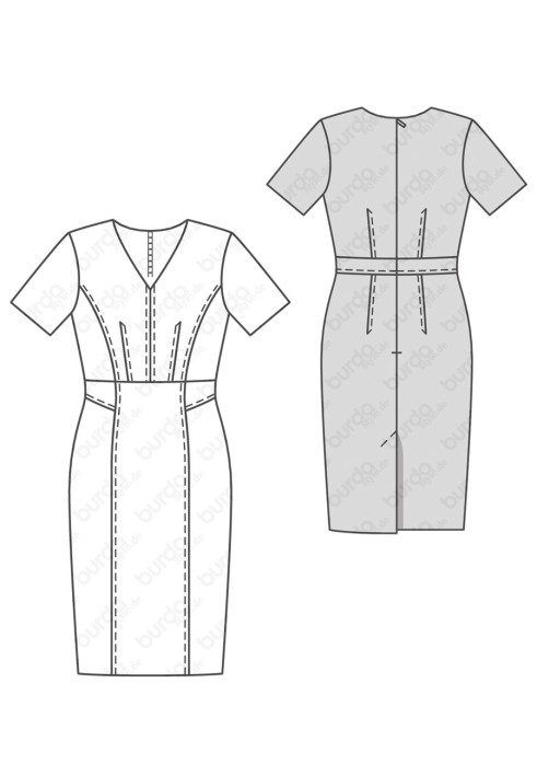 Pattern Sheath dress with short sleeves (Burda 2/2019, pattern no. 6279 A)