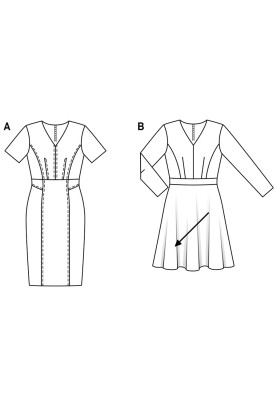 Викрійка Сукня-футляр з короткими рукавами (Burda 2/2019, № викрійки 6279 A)