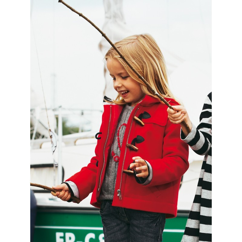 Pattern Duffle coat short...