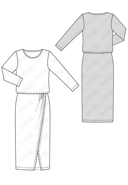 Pattern Knitted dress with a skirt with a smell (Burda 2/2018, pattern number 6362 A)