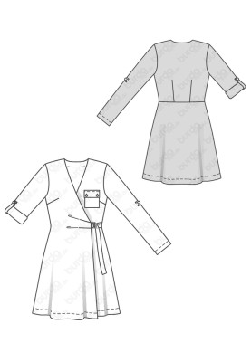 Pattern Knitted dress with a smell and a breast pocket (Burda 2/2019, pattern number 6282 B)