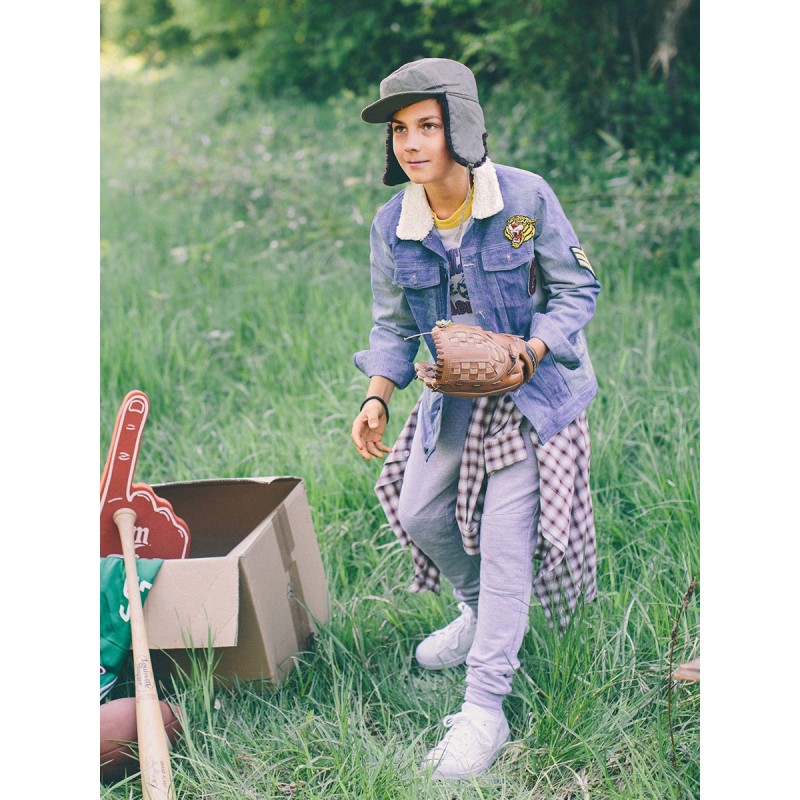 Pattern Denim jacket with a...