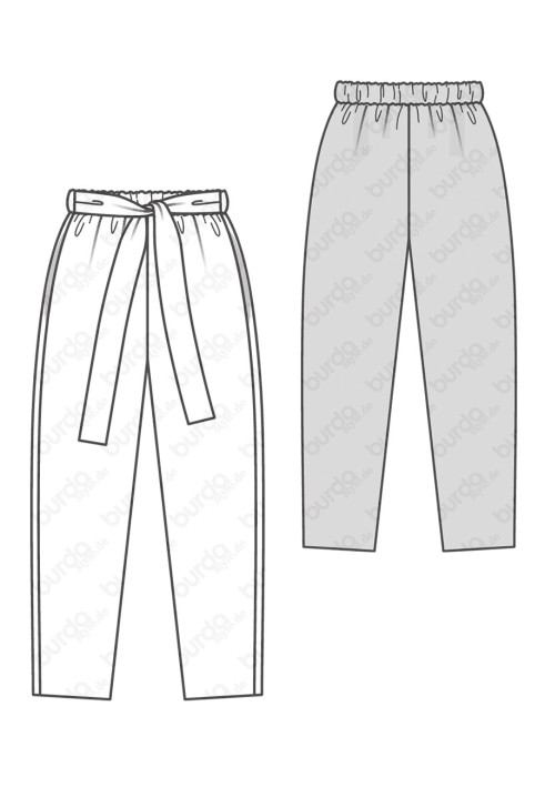 Pattern Pants of a narrowed cut with an elastic waistband (Burda 2/2019, pattern number 6298 A)