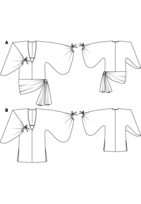 Выкройка пляжная Туника с широкими рукавами и узлом на поясе (Burda 6/2011, № выкройки 119 A)