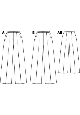 Выкройка Брюки марлен с карманами в боковых швах (Burda 10/2011, № выкройки 124 A)