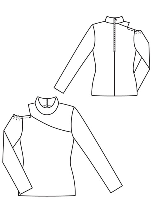 Pattern Pullover with an open shoulder and a fastener on the back (Burda 9/2017, pattern number 109)