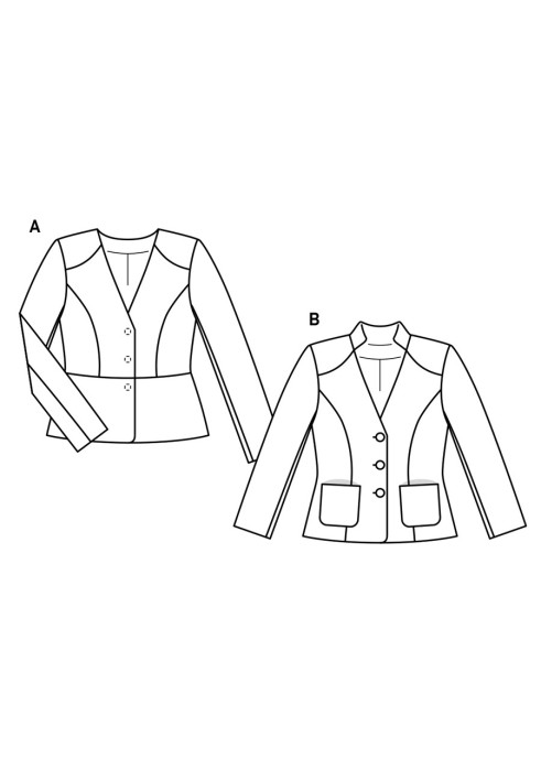 Pattern Jacket of a fitted silhouette with a stand-up collar (Burda 2/2017, pattern number 6464 B)