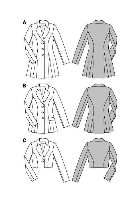 Pattern Single-breasted coat with a flared silhouette (Burda 1/2014, pattern number 6921 A)