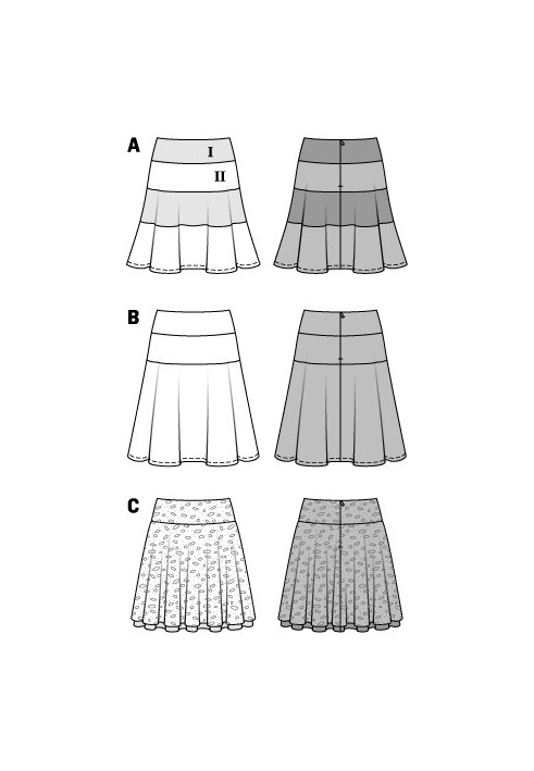 Pattern Two-layer skirt on a yoke (Burda 1/2014, pattern number 6904 C)