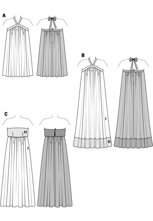 Выкройка Макси-сарафан широкого кроя (Burda 1/2014, № выкройки 6929 C)