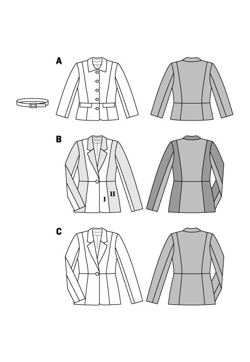 Pattern Cut-off jacket of a fitted silhouette (Burda 1/2014, pattern number 6953 A)